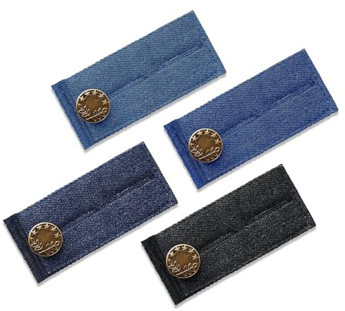 BOBOPACK 4 Hebilla de ExtensióN de Cintura para Vaqueros, Ganchos Ajustables para Pantalones, Ajuste FáCil, Alargador de CinturóN, AntiabrasióN, Adecuado para Vaqueros, Pantalones de Traje