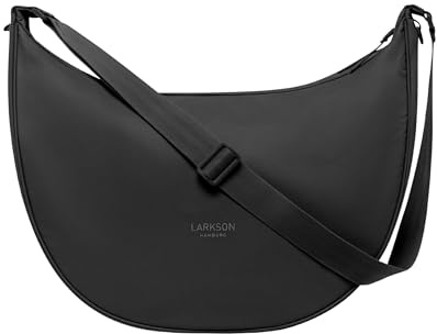 LARKSON Borsa a Tracolla Donna Nero - Solveig Large - Borsa Grande in Stile Mezzaluna - Borse a Spalla Elegante e Casual - Regolabile Marsupio alla Moda - Impermeabile