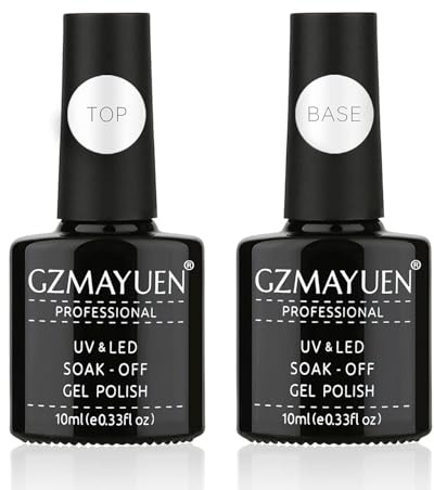 GZMAYUEN Base et Top Coat Vernis Semi Permanent, 10ML Base Coat Semi Permanent, Top Coat No Wipe Semi Permanent