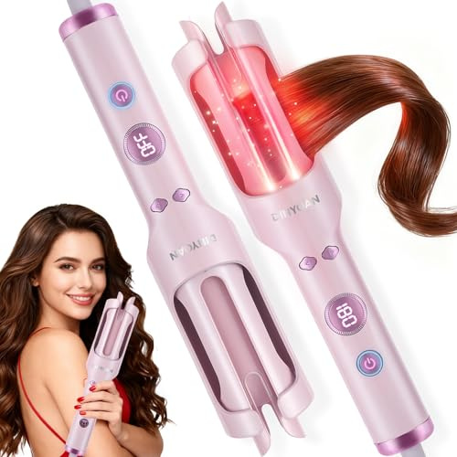 Rizador automático con infrarrojos y aire frío – Sistema antihorquillas sin dolor, 5 niveles de temperatura (160-200 °C), revestimiento cerámico para rizos grandes