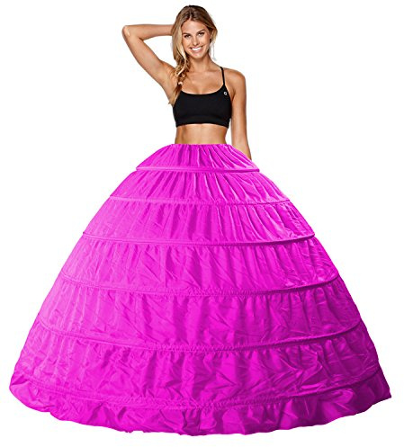 Babydress® Jupons Crinoline 6 Cerceau Mariage Jupon Hoopless Robe de Mariée Femme Jupes Sculptantes Wedding Petticoat Robe de Bal (6 Hoop, Rose)
