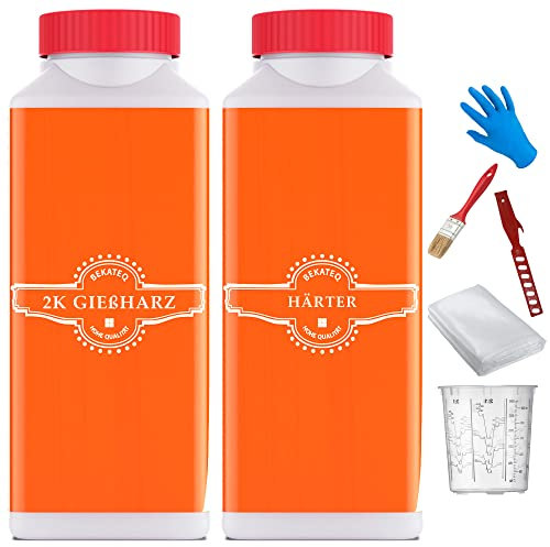 Epoxidharz mit Härter, GFK Reparatur Set für Boot, Auto, Modellbau, Fahrzeugbau - 0,6KG mit Rovinggewebe Glasgewebe 160g/qm - BEKATEQ BK-170EP