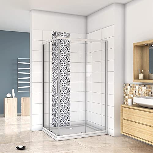 Mamparas Angular Doble Puertas Correderas Gris Mate Cristal 5mm para Ducha 100x70cm