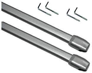 ATELIERS 28 Tringles de vitrage Extensibles - Plate/Ovale - Métal - Lot de 2 50 x 80 cm Gris