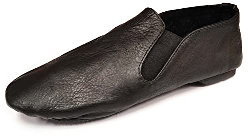 Jazz Shoes Slip on Jazz Dance Shoes Split Sole Rubber Heel Made with Soft Leather and Neoprenen Eye Style Black (Size 4 UK Girls Black)