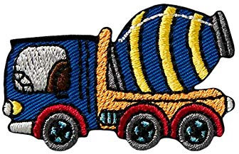 Mono-Quick Bügelbild Aufnäher Patch Applikation zum Aufbügeln Beton LKW Betonmischer 5,0 x 3,0 cm, 04016, farbig