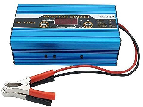 Caricabatteria per auto, caricabatterie automatico intelligente da 30A 12V e avviamento a ponticello per camper, moto, barca, con presa universale