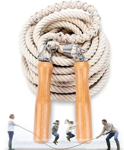 LeapBeast Lange Springseil, Mehrspieler-Seil, Springseil mit Holzgriff für Schule, Sport, Outdoor-Aktivitäten, Fitness&Training 5M/7M/10M