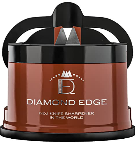 Diamond Edge No.1 Knife Sharpener – Safe & Compact Manual Knife Sharpener for Any Knife - Knives Sharpener Suitable for Serrated & Outdoor Blades – Professional Quality, Red