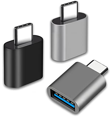 USB-C-auf-USB-Adapter, Typ-C-Thunderbolt-4-OTG-Konverter, USB-C-Stecker-auf-USB-3.0-Buchse-Adapter (3er-Pack) für Apple MacBook Pro, MacBook, iPad, Galaxy S20-S23 und mehr (Schwarz/Grau/Silber)