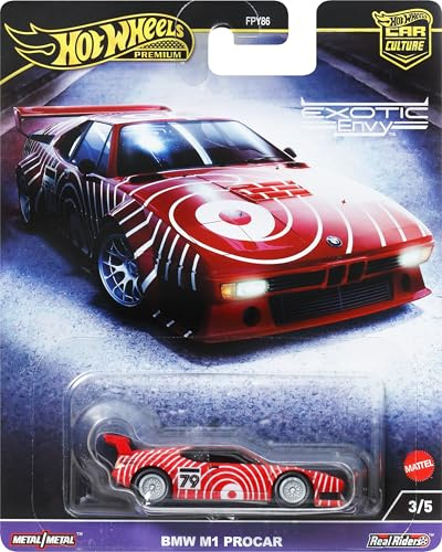 Hot Wheels Premium BMW M1 PROCAR, Car Culture Circuit Legends Vehicles for Kids 3 Years Old & Up and Adult fans and Collectors, Premium Collection of Car Culture 1:64 Scale Vehicles, HKC79