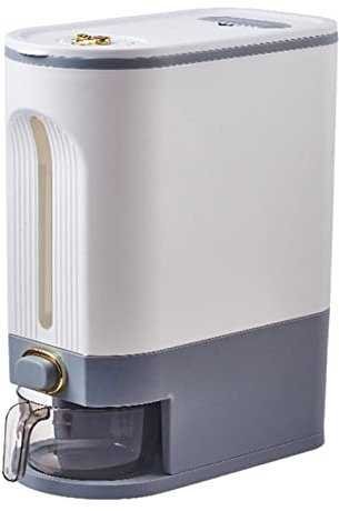 Odavom Contenedor de arroz,Dispensador de arroz sellable Contenedor de grano sellado grande Dispensador de alimentos,organización de cocina con indicador de tiempo,taza medidora para cocina,maíz,Gris