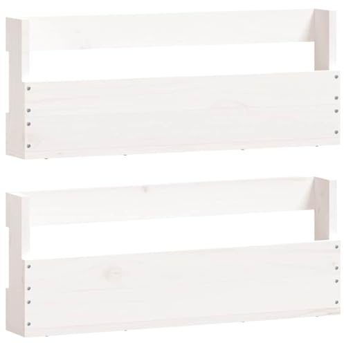 vidaXL Scarpiere a Parete 2 pz Bianco 59x9x23cm Legno Massello di Pino
