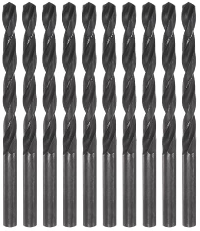 sourcing map 10pcs Jobber Drill Bits 6.8mm (19/71) Nitride Coated High Speed Steel (HSS) 4241 Twist Drill Bits for Stainless Steel Copper Aluminum Alloy Metal Wood Plastic, Black