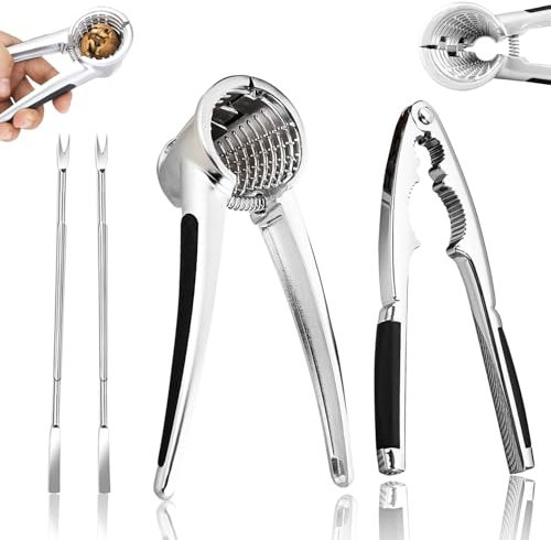Schiaccianoci,Schiaccianoci Set di 4 Pezzi, Acciaio Inox Schiaccianoci,Schiaccianoci Multifunzionale,Schiaccianoci Acciaio Inox Lo Schiaccianoci per Noci,Nocciole,Noci e Frutti di Mare