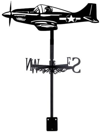 SUPERDANT Girouette en Fer pour Avion de Chasse Girouette en Métal Noir Direction du Vent Décoration de Jardin pour Indicateurs de Toit Girouettes Décoration de Patio de Jardin