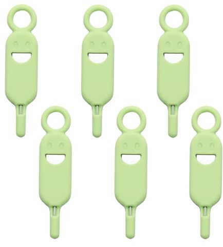 Lilaly Juego de 6 herramientas de extracción de tarjeta SIM, pin eyector SIM y herramienta de tarjeta, bonita herramienta de aguja de silicona para tarjeta SIM, color verde