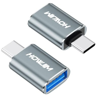 Adaptateur USB C vers USB Lot de 2,Charge Rapide 100W Transfert de Données 10Gbps,Adaptateur OTG USB A Femelle vers USB-C Mâle pour M-acBook Pro/Air Phone15/16/17 Pad G-alaxy S-urface D-ell X-PS Gris