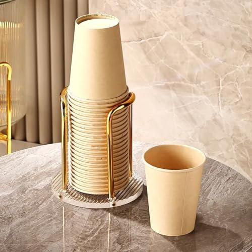 Besttoolifes Portabicchieri in acrilico, salvaspazio, impermeabile, design impilabile, per casa, ufficio, bar, ristorante, cucina (sedile singolo, oro)