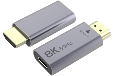 PremiumCord Adattatore da USB-C a HDMI 8K F/M, HDMI 2.1, UHD 8K 4320p 60Hz, 4K 2160p 144Hz, HDR10+, HDCP 2.3, 48 Gbps, Alloggiamento In Alluminio, Grigio Siderale