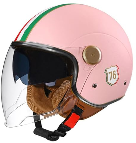 Casco Abierto Motocicleta 3/4 CNNGU, Casco Unisex-Adulto, Estilo Retro Vintage, Aprobado Dot/ECE, Talla L(59~60cm), Color E