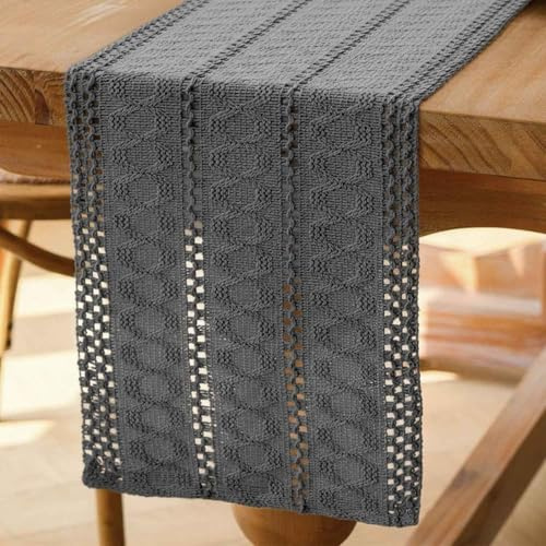 Avalune Camino de Mesa Moderno Gris Rustico Centro de Mesa Decorativo Salon Pequeño Estrecho Lavable Caminos de Mesa para Boda Fiesta Hogar Cocina Mesa de Comedor Decoración 30x140 cm