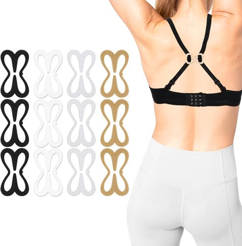 Larrel 12 Stück BH-Träger Clips, Unsichtbare Bh Träger Halter Schmetterling BH Clips BH Zubehör Set Racerback BH Clip Anti Rutsch BH-Clips Kreuzrücken Clips Schnallen für Sportwesten, Kleider, Fitness