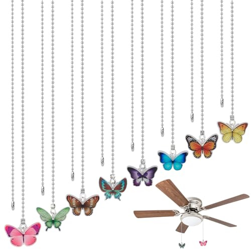 NBEADS 8 Pcs Chaîne de Traction en Acrylique pour Ventilateur Papillon, 38.5-39cm Chaîne de Tirage du Ventilateur de Plafond avec Chaîne de Boules de Fer pour Tirettes de Ventilateur de Plafond