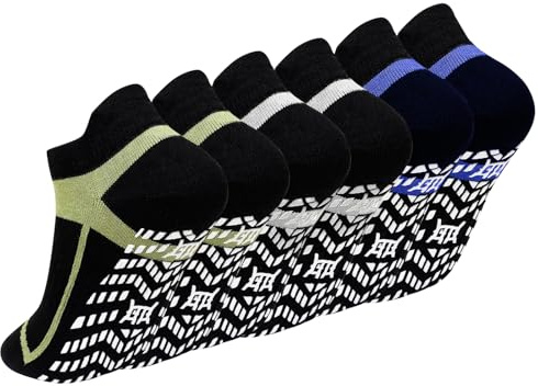 ZAKASA Men's Pilates Yoga Socks: Non Slip Grip Ankle Slipper Sock Cotton Seamless Breathable For Sports Gym Home Trainer Workout Fitness Running Hospital 3 Pairs