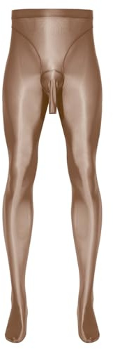 Monduelle Lucido Collant Legging Uomo Sportivi Calze Olio Lucidissimi Pantaloni Fitness Allenamento Pantacollant Opaco Stockings caffè M