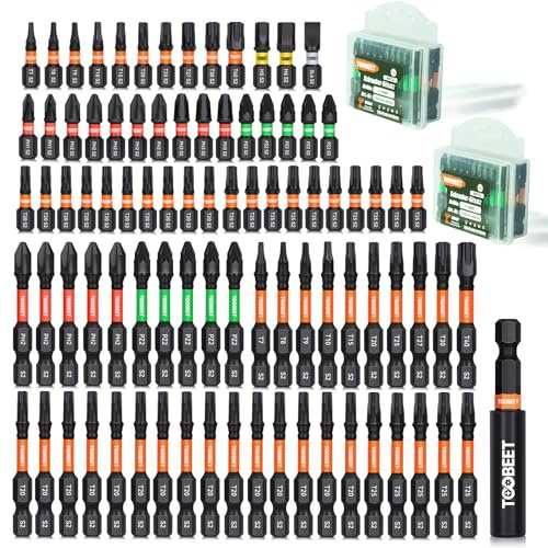 Toobeet 89tlg. Impact Schraubendreher Bits Set,25/50 mm Magnetischen S2 Stahl (Torx/PH/PZ/SL/Hex) Schlagfeste Schrauber Bitsatz für Schlagwerkzeuge mit 1 (60mm) Langem Bithalter inkl. Aufbewah Ungsbox