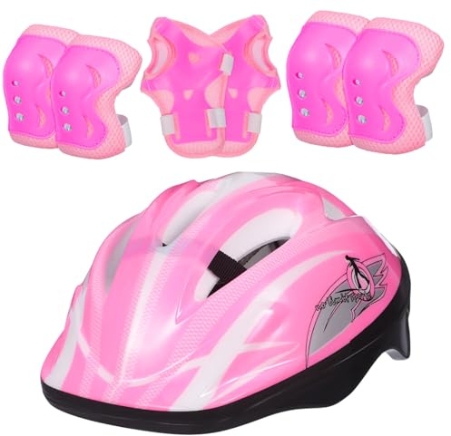 SUPVOX Casque et Kit de Protection Garçon Fille pour Roller et Trottinette Ajustable avec Coudières Genouillères et Protège-Poignets pour Activités Extérieures