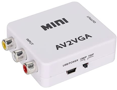 lyrlody Mini AV Till VGA Adapter 480P Composite Audio Video Converter Plug and Play Stöder Flera Upplösningar 60Hz 75Hz med Brusreducerande Funktion för TV Set Top Box DVD-inspelare
