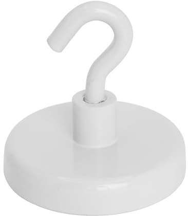 Magnet Expert® 50 mm dia ferritvit målad klämmagnet med M6 krok – 53 kg drag (paket med 10)