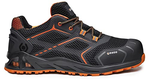 Base Protection B1004 Unisex K-Move Tela Transpirable Suela Resistente a Perforaciones Plantilla Ortopédica Antiestática Punta de Aluminio Zapatos de Seguridad Protectores de Trabajo Negro/Naranja, 41