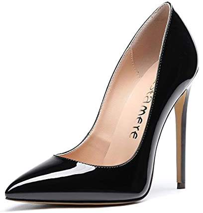 Castamere Mujer Zapatos de Tacón Zapatos Mujer Tacon Fiesta Sexy Clásico Stilettos High Heels Fiesta Boda para Mujer Tacones Altos 12cm Charol Negro EU 38
