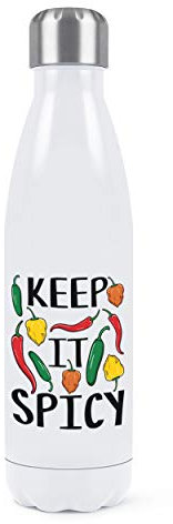 Keep It Würzig Chili Doppelwand Wasserflasche Isoliert Edelstahl SPORTS Getränke 500ml Weiß