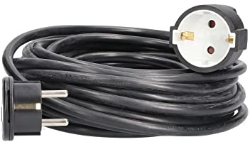 as - Schwabe 51022 Rallonge de 10 m avec fiche Plate – Rallonge avec fiche de Contact de Protection et raccord de Terre – pour l'intérieur – Extrêmement Plat – 230 V, 16 A – IP20 – Noir