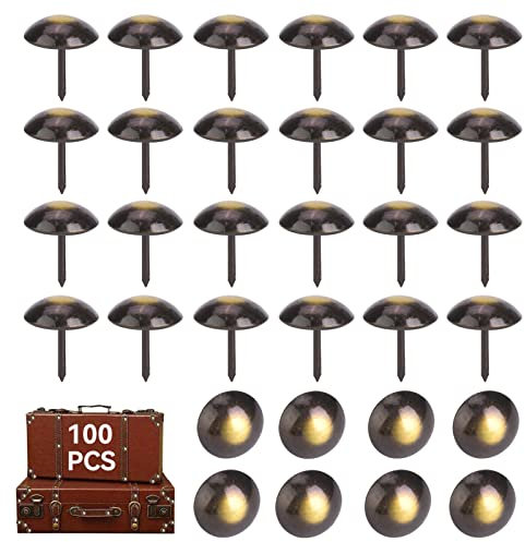 100 Piezas pasadores de tapicería para muebles, Uñas de Bronce tachuelas de tapicería, engrosadas muebles clavos decorativas, remache para sofá (19 x 23mm )