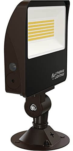 Lithonia Lighting All-in-One LED Flood Light, Waterproof LED Outdoor Light Fixture with Adjustable Brightness and Color Temperature, Knuckle or Yoke Mount Dusk to Dawn Outdoor Lighting, MVOLT