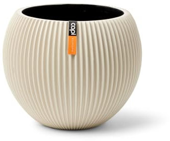 Capi Europe - Gefäß Kugel Groove Colours - 22x18 - Beige - Öffnung Ø16 - Blumentopf für drinnen - BGVBG103