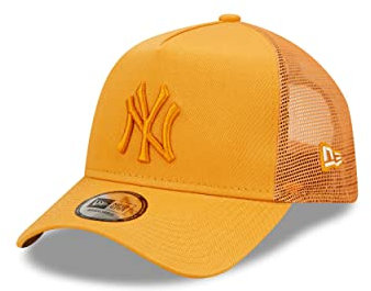 New Era A-Frame Adjustable Trucker Cap Mesh Gelb Baseball New York Yankees Fan Kappe Hut - One-Size