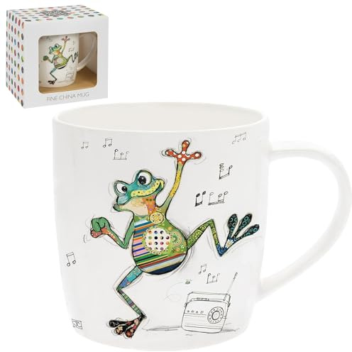 Lesser & Pavey British Designed Barrel Coffee Mug | Ceramic Mugs for Home or Work | Large Mugs for Hot Drinks | Freddy Frog Tea and Coffee Cups - Bug Art