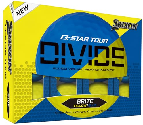 Srixon Q-STAR DIVIDE 12 Tour quality golf balls - Perfect for short game - FastLayer core - High ball compression, Yellow/Blue