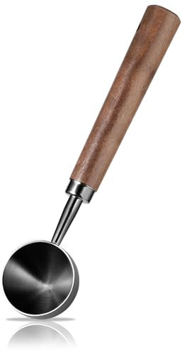 cobee Cucchiaio dosatore per caffè, in acciaio inossidabile 304, capacità 10 g, cucchiaio per espresso con lungo manico in legno, utensile da cucina per misurare, colore nero