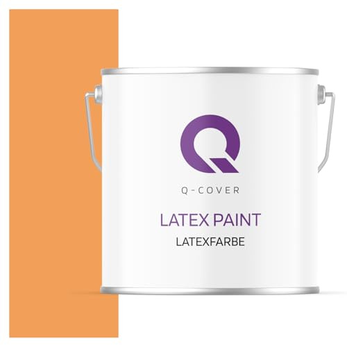 Q-COVER Latexfarbe 5L Orange – Matte Innenfarbe für Wand & Decke, Klasse 3, Hohe Deckkraft, Scheuerfest