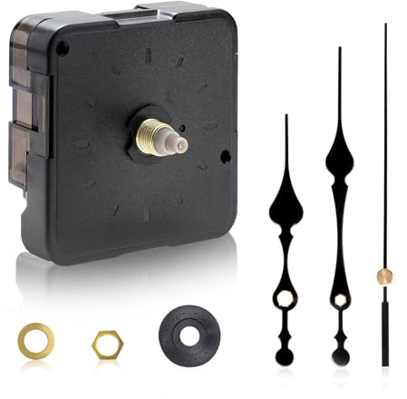 Battery Powered Quartz Clock Mechanism Kits with Hands - Long and Short Shaft - Silent Sweep - DIY Repair - Home Office