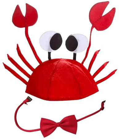 AWAVM Crab Hat Adjustable Red Crab Hat Costume Fancy Hats + Red Wine Bow Tie for Halloween Christmas Easter Party Decoration Adult Boys Girls Cosplay Party Costume