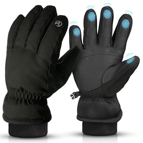 Coselena Waterproof Thermal Gloves for Winter - Coldproof Touchscreen Ski Gloves with 3M Thinsulate Insulation for Snowboarding, Hiking, and Outdoor Activities in Freezing Temperatures - Large