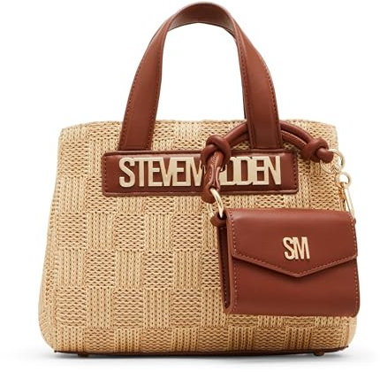 Steve Madden Damen Flores Mini-Tragetasche aus Bast, Cognac